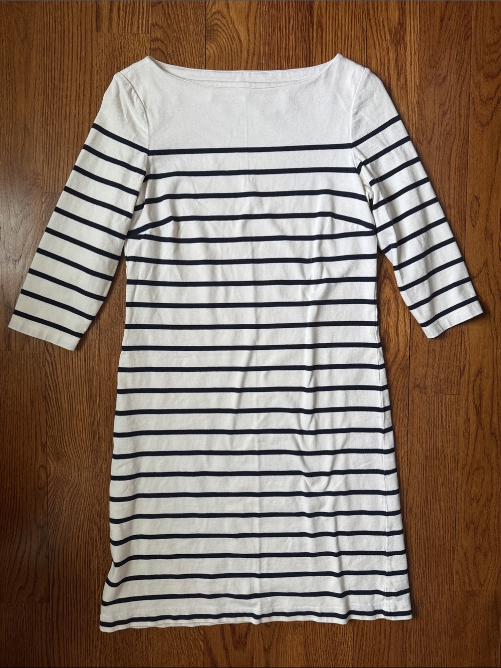 Striped Boatneck Dress in White and Navy